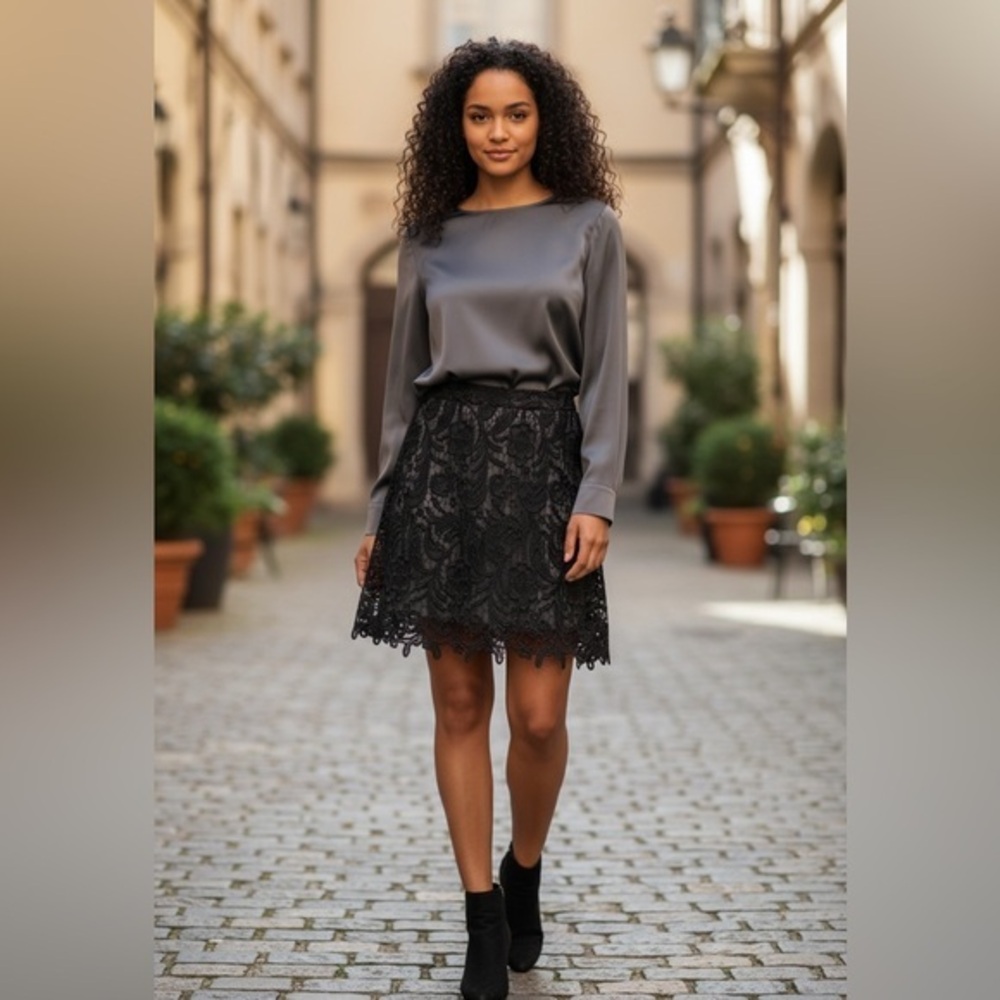 Monsoon Black Lace Skirt